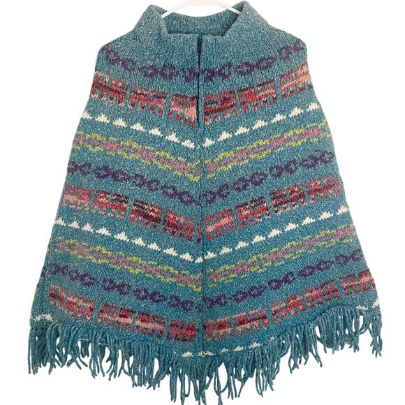 Bolivian Imports By Lucy Knit Ecuadorian Poncho Woman's Size XS-Small - Picture 1 of 11
